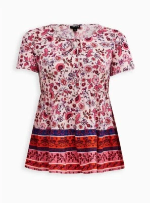 Torrid Babydoll Rayon Slub Tie-Front Top 3 3X 22 24 NEW
