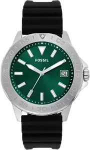 Fossil BQ2783 Men's Watch Bannon Black Silicone Band 45mm Green Dial Quartz