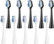 Harobey Replacement Toothbrush Heads for AquaSonic Duo Series Electric Toothbrush, NOT Compatible with Duo Series Pro, 5 White + 5 Black