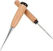 CIMAXIC 2pcs Leather Sewing Tools with Wood Handle Durable Punch Awls Portable Embroidery Awls for Leather Crafts and DIY Projects