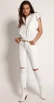 New One Teaspoon White Freebirds II Jeans Womens 28 High Waist Skinny Stretch