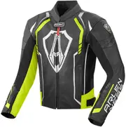 Arlen Ness Track Motorcycle Leather Jacket, black-yellow, Size 48 for Men Black Yellow