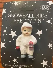 New-Crown Greetings Handmade Snowball Kids Pretty Pin- 2” Baby With Gift In Hand