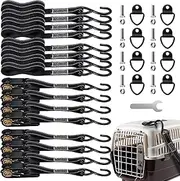 SATINIOR 8 Sets Tie Down Kit for Ruffland Kennel Tie Down D-Ring Kit with Wrench Dog Kennel Accessories - 1800 lb Break Strength, Night Reflection