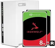 QNAP 2 Bay Home NAS with 8TB Storage Capacity, Preconfigured RAID 1 Seagate IronWolf Drives Bundle, with 1GbE Ports (TS-233-28ST-US)