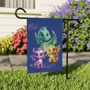 Chibi/Cartoon Dragons - Be Kind - Garden Banner (Flag Only) - Garden Banner