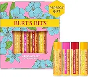 Burt's Bees 100% Natural Origin Moisturising Lip Balm Set, In Full Bloom - Beeswax, Dragonfuit Lemon, Tropical Pineapple, and Strawberry, 4 Tubes