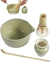 Hysgscwd 4-Piece Matcha Set, Ceramic Matcha Bowl with Pouring Mouth, Matcha Set, Tea Measuring Spoon, and Tea Enthusiast Ceremony Matcha Bowl