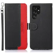 Blocking Litchi Texture Wallet Stand Leather Protective Phone Case Shell For Samsung Galaxy S22 Ultra 5g - Blue