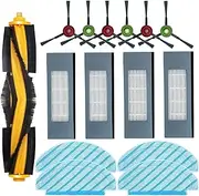 [HUIZHEN] Replacement Parts for ECOVACS DEEBOT OZMO T8/T8+/N8/N8+, for Yeedi Vac 2/2 Pro Robot Vacuum Spare Parts Kit Accessories, 1 Main Brush, 6 Side Brushes, 4 Hepa Filters, 4 Mop Pads (15Pcs)