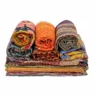 Lot 1 Pcs Indian Reversible Patchwork Handmade Vintage Kantha Quilt Wholesale