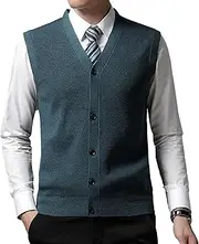 [Generic] Men's Wool Knitted Vest V-Neck Sweater Sleeveless Pullover Knitwear Cashmere Wool Classic Waistcoat Cardigans, Night Orchid, XX-Large