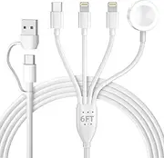 4 in 2 Apple Watch Charger, USB C Apple Watch Charger Cable for Apple Watch/iPhone, Watch Magnetic Charging Cord for iWatch Series SE/8/7/6/5/4/3/2 - Wireless Travel Watch Charger AirPods&iPad-6FT