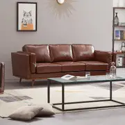 York 3 Seater PU Leather Armchair Sofa Modern Lounge in Brown Colour