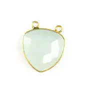 Bezel Gem Links - Gold Vermeil - Large Trillion - 18mm - Aqua Chalcedony -1pc