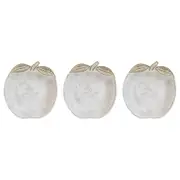 3x LVD Resin Apple Trinket Tray Jewellery Storage Home Decor 13.5x12.5cm White