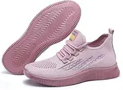 [MNSSRN-MM] Summer Flying Woven Breathable Sneakers, Simple and Comfortable All-Match Polyurethane Non-Slip Light Running Shoes Ladies Cool Net Shoes,Pink,36