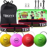 TEKXYZ Boxing Reflex Ball Family Pack, 4 Different Boxing Ball with Headband,...