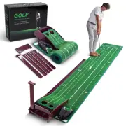 Golf Putting Mat for Indoors - Putting Green with 3 Tracks & Automatic Ball R...