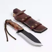 Fixed Blade Bush Knife With Horizontal Belt Sheath