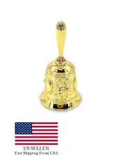 Oshun Bell Golden Hand Bell Engraved Bell Call Bell Handheld Bell for Wedding