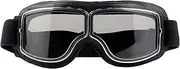 Qooloo Motorbike Goggles, Vintage PU Leather Windproof Dustproof Motorcycle Goggles, Pilot Fog Proof Goggles, Sunglasses Sports Glasses, Motorbike Helmet Goggles for Outdoor Sports Motocross Racer