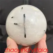 0.88LB Natural tourmaline Ball Quartz Crystal Sphere 65mm mineral gem XQ1370