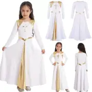 Kids Girls Praise Dance Dress Worship Full Length Church Robe Lyrical Costume