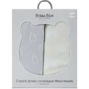 2PK Bubba Blue 55x84cm Nordic Jersey Co-Sleeper Fitted Sheet 0-12m Grey/Sand