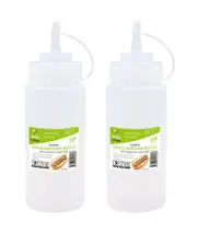 6 x PLASTIC SAUCE BOTTLE WHITE SQUEEZE BOTTLES 470ML CONDIMENT DISPENSER KITCHEN