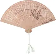 Veemoon Handheld Fan Foldable Wooden Folding Fan Sandalwood Folding Fan Wooden Handheld Fan Hand Fan Foldable Women Sandalwood Fan Chinese Fans Folding Fan Fantik Miss Flowers