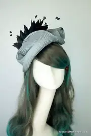 Grey Black Fascinator Headband Wedding Guest Race Day Millinery Melbourne Cup