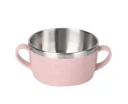 Household Kitchen Baby Kids Children Food Bowl Portable 304 Stainless Steel Baby Tableware Salad BowlPink