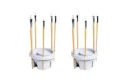 2x Jasart Oil Paint Solvent Water Paint Brush Washable Tub Holder 16cm Light GRY