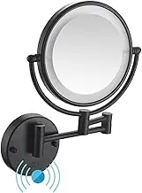 Smart Sensor Wall Mounted Lighted Makeup Mirror, 1X/10X，Double Sided LED Vanity Mirror, Extendable Magnifying Bathroom Mirror Black,Hard-Wired