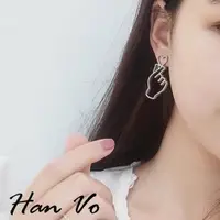 在飛比找蝦皮商城優惠-【HanVo】比心耳環 新品推薦韓系流行愛心比心簍空耳環耳針
