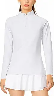 [LastFor1] Women's Thermal Fleece Turtleneck Tops Running Shirt Long Sleeve Pullover with Thumbholes