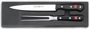 WÜSTHOF Gourmet Two Piece Carving Set | 2-Piece German Knife Set with 8" Carving Knife & 6" Straight Metal Fork | Precise Laser Cut High Carbon Stainless Steel Kitchen Carving Knife Set – Model 9704,Black