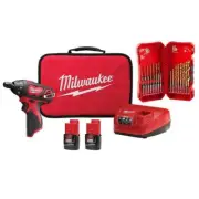 Milwaukee Hex Screwdriver Kit 12V 1/4" W/ Impact Duty Titanium Drill Bit Set