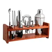 14-Piece Premium Cocktail Shaker Set with Wood Stand Mixology Bartender Kit f...