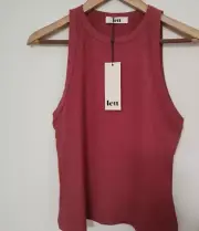 Lett Ventura High Neck Ribbed Tank Top Terracotta Mauve Women's Size Small