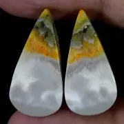 (11X23X5 MM) 21.10 Cts. NATURAL BUMBLE BEE JASPER MATCHED PAIR CABOCHON GEMSTONE