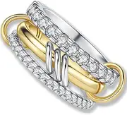 [Generic] Gold Rings For Women Non Tarnish, Dainty Stackable 18k Gold Plated Cz Rings, Cubic Zirconia Non Shedding Stackable Rings For Women