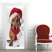 Door Stickers Dog - Door Sticker Lovely Kitten Puppy Door Decals Self-Adhesive Pet Animal Mural Wallpaper Living Room Decor (Color : F, Size : 90x200cm)