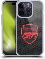 Head Case Designs Officially Licensed Arsenal FC Black Crest and Gunners Logo Soft Gel Case Compatible with Apple iPhone 14 Pro
