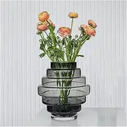 Vases Light Luxury Nordic Glass Stripe Vase Creative Modern Bedroom Living Room Flower Arrangement Decoration Indoor Dry Flower Flowers Vase(Medium)
