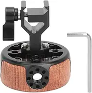 Ergonomic Round Wooden Side Handle, Quick Release NATO Rail Rod Clamp, Lightweight Camera Cage Handgrip for DSLR Mirrorless Cameras