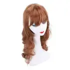 Air Bangs Wig Flaxen Yellow High Temperature Synthetic Fiber Long Wavy Hair CHW