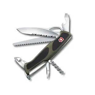 【VICTORINOX 瑞士維氏】Ranger Grip12用瑞士刀/黑綠(0.9563.MWC4)