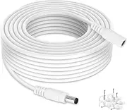 Lonnky DC Extension Cable 5 m White, 1 Pack - 5.5 mm x 2.1 mm DC/DC Connector Cable, Ideal for Power Supply, LED, CCTV Camera, Power